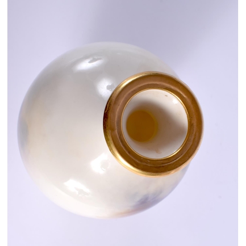 233 - A ROYAL WORCESTER PORCELAIN VASE by Harry Stinton, painted with two highland cattle within landscape... 