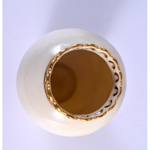 235 - A ROYAL WORCESTER PORCELAIN VASE by Harry Davis, painted with sheep within landscapes. 14 cm high.