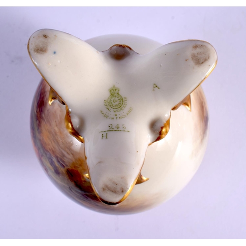 240 - A ROYAL WORCESTER PORCELAIN VASE AND COVER by James Stinton, painted with highland cattle. 19 cm x 7... 