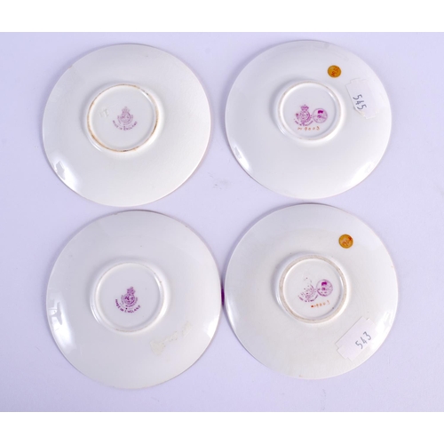 250 - A SET OF TEN ROYAL WORCESTER PORCELAIN CUPS AND SAUCERS by Stinton, painted with cattle, one painted... 