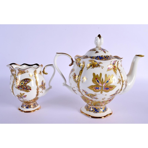 252 - A FINE RUSSIAN IMPERIAL ST PETERSBURG PORCELAIN TEASET painted with insects and flowers. Largest 20 ... 