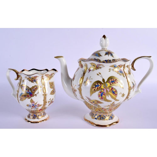252 - A FINE RUSSIAN IMPERIAL ST PETERSBURG PORCELAIN TEASET painted with insects and flowers. Largest 20 ... 