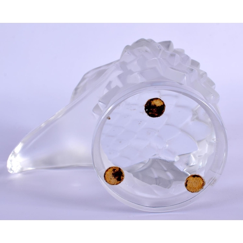 254 - A FRENCH LALIQUE GLASS CAR MASCOT in the form of an eagle. 13 cm x 13 cm.