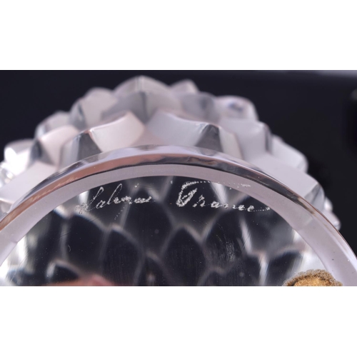 254 - A FRENCH LALIQUE GLASS CAR MASCOT in the form of an eagle. 13 cm x 13 cm.