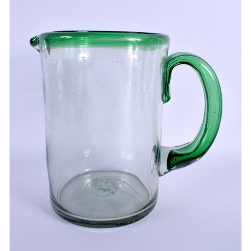 263 - A LARGE ART GLASS JUG. 23 cm x 15 cm.