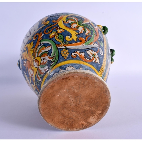 266 - A 19TH CENTURY ITALIAN MAJOLICA FAIENCE EWER painted with mythical beasts. 27 cm x 18 cm.