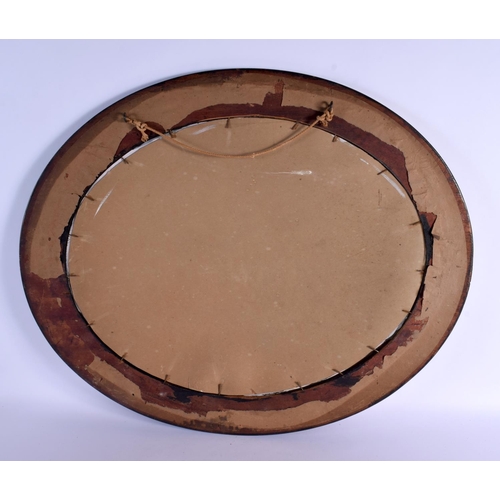 270 - A VINTAGE REVERSE PAINTED GLASS PANEL OF AN EYE. 62 cm x 52 cm.