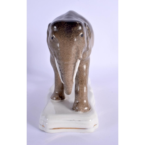 273 - A RARE 19TH CENTURY STAFFORDSHIRE FIGURE OF JUMBO THE ELEPHANT modelled roaming upon a shaped base. ... 