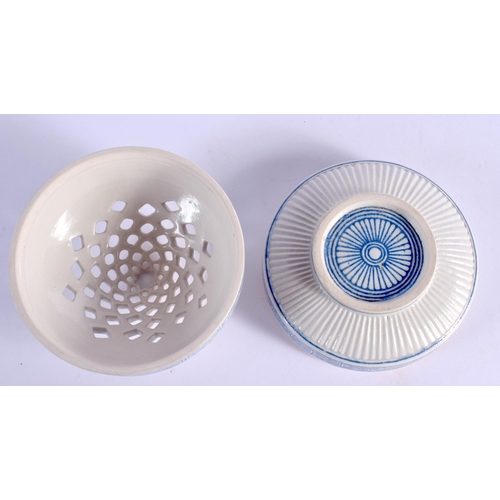 274 - AN UNUSUAL ISLAMIC MIDDLE EASTERN POTTERY CENSER AND COVER. 8.5 cm diameter.