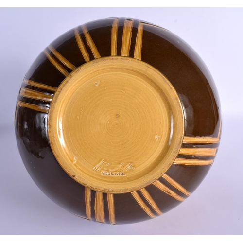 276 - A LARGE SECCESIONIST MOVEMENT TWIN HANDLED POTTERY VASE by Ault. 38 cm x 22 cm.