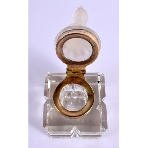 278 - A 19TH CENTURY EUROPEAN ATHENA GLASS INKWELL. 14 cm x 5 cm.