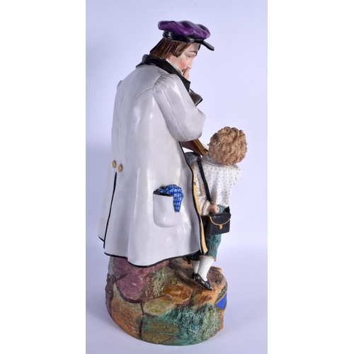 28 - A LARGE 19TH CENTURY FRENCH PARIS PORCELAIN FIGURE modelled as a pensive male and child. 44 cm x 15 ... 