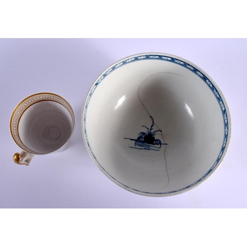 283 - AN 18TH CENTURY LEEDS CREAMWARE PLATE together with a Worcester slop bowl & cup & saucer. Largest 23... 