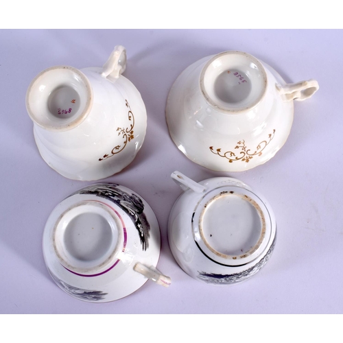 285 - A PAIR OF 19TH CENTURY LUSTRE CUPS AND SAUCERS together with an Ironstone plate etc. (8)