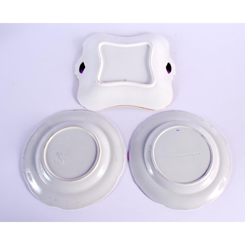 290 - AN ANTIQUE POTTERY HUNTING JUG together with a Ridgway plate, candlesticks etc. (6)