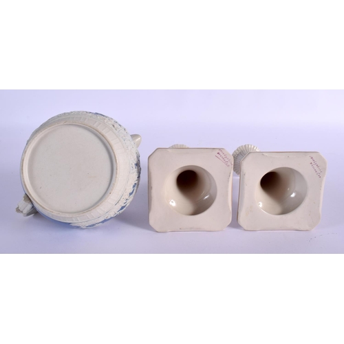 290 - AN ANTIQUE POTTERY HUNTING JUG together with a Ridgway plate, candlesticks etc. (6)