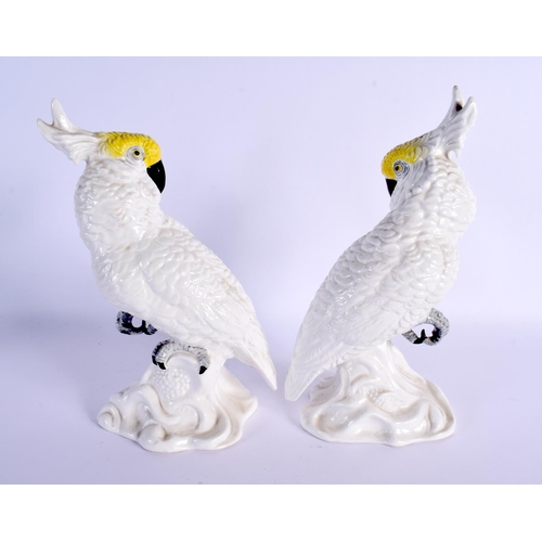 293 - A LARGE 19TH CENTURY IRONSTONE MASONS TYPE DISH together with a pair of Crown Staffordshire cockatoo... 