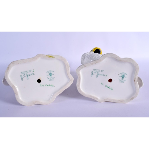 293 - A LARGE 19TH CENTURY IRONSTONE MASONS TYPE DISH together with a pair of Crown Staffordshire cockatoo... 