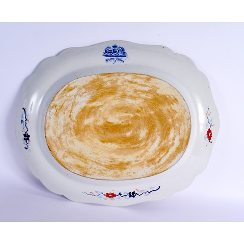 293 - A LARGE 19TH CENTURY IRONSTONE MASONS TYPE DISH together with a pair of Crown Staffordshire cockatoo... 