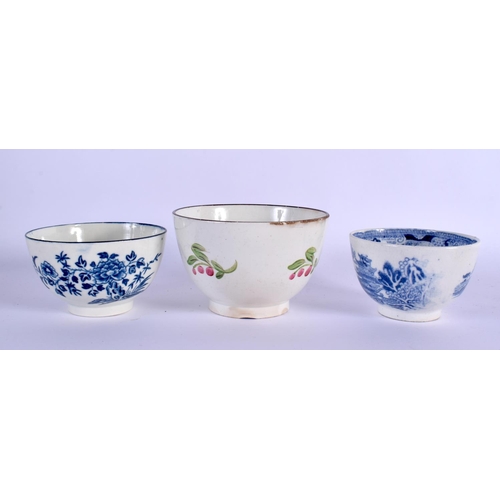 297 - AN 18TH CENTURY WORCESTER BLUE AND WHITE TEABOWL together with fairings etc. (6)