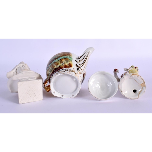 298 - AN 18TH CENTURY NEW HALL CLIP HANDLED CREAM JUG together with a jug etc. (6)