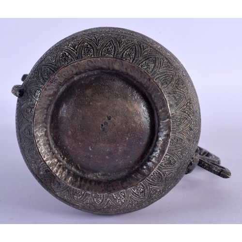 307 - A FINE 19TH CENTURY INDIAN MIDDLE EASTERN KUFIC MIXED METAL BRONZE EWER with silver overlay. 24 cm x... 