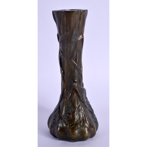 313 - AN ART NOUVEAU FRENCH BRONZE VASE decorated with a nymph. 11.5 cm high.