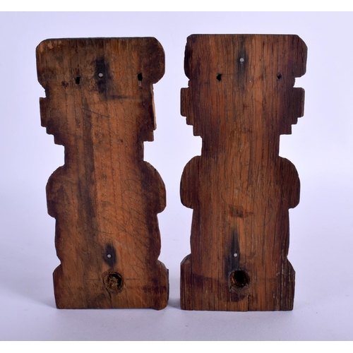 319 - A PAIR OF 18TH CENTURY NORTHERN EUROPEAN CARVED TREEN WOOD PLAQUES depicting bearded males. 16 cm x ... 