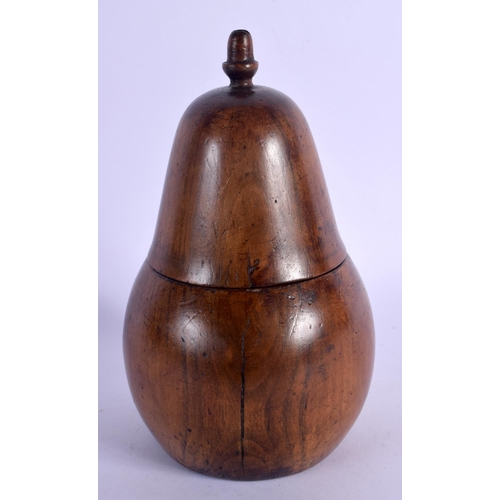 322 - A GEORGE III FRUITWOOD TEA CADDY AND COVER in the form of a fruit. 16 cm x 9 cm.