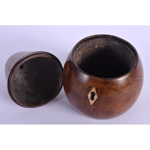 322 - A GEORGE III FRUITWOOD TEA CADDY AND COVER in the form of a fruit. 16 cm x 9 cm.