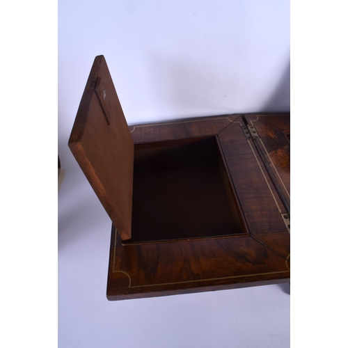 336 - A RARE EARLY VICTORIAN BURR WALNUT TRAVELLING LADIES VANITY BOX the top inset with a classical male ... 