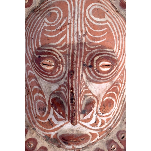 337 - A RARE ANTIQUE PAPUA NEW GUINEA TRIBAL RIVER TURTLE MASK overlaid with painted motifs. 32 cm x 22 cm... 