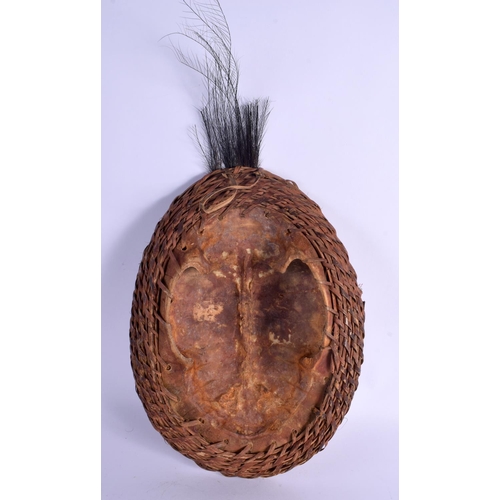 337 - A RARE ANTIQUE PAPUA NEW GUINEA TRIBAL RIVER TURTLE MASK overlaid with painted motifs. 32 cm x 22 cm... 