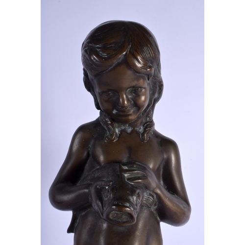 344 - Austrian School (C1930) Bronze, Female with fish. 48 cm high.