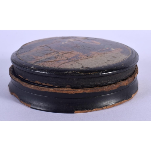 346 - AN EARLY 19TH CENTURY GERMAN STOBWASSER OF BRUNSWICK LACQUERED SNUFF BOX BASE together with an assoc... 