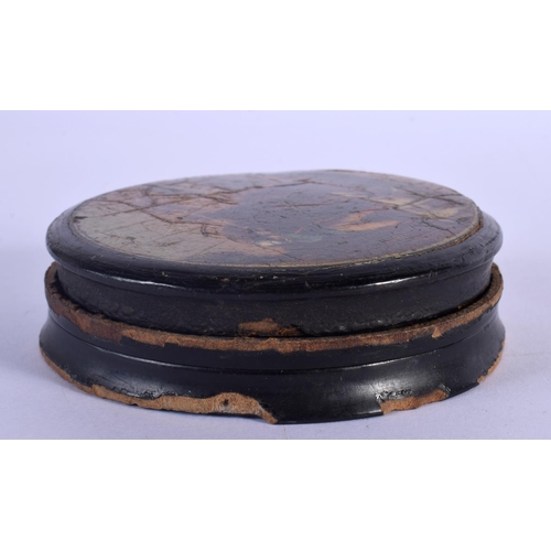 346 - AN EARLY 19TH CENTURY GERMAN STOBWASSER OF BRUNSWICK LACQUERED SNUFF BOX BASE together with an assoc... 