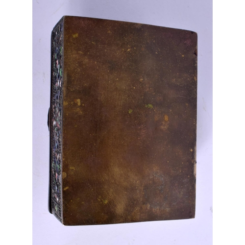 347 - AN ANTIQUE RUSSIAN CLOISONNE ENAMEL RECTANGULAR CASKET decorated with birds and foliage. 12 cm x 8 c... 