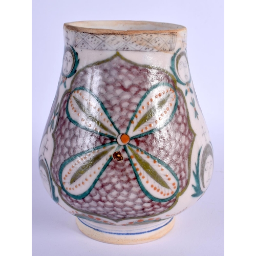 35 - AN OTTOMAN TURKISH KUTAHYA RELIGIOUS CUP PAINTED with motifs. 13 cm x 8 cm.