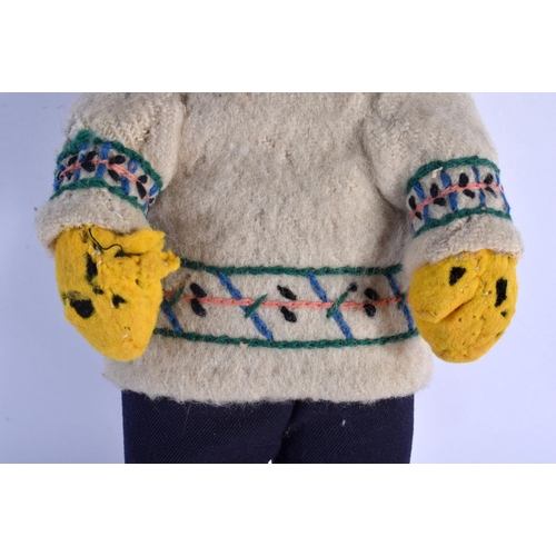 350 - A VERY UNUSUAL EARLY 20TH CENTURY NORTH AMERICAN INUIT STONE HEAD DOLL with original clothing. 27 cm... 