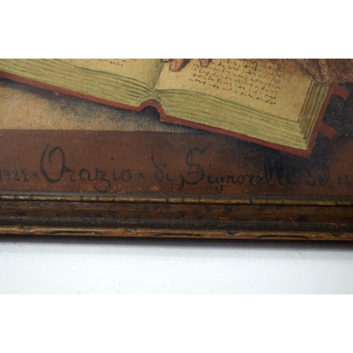 356 - Italian School (19th/20th Century) Watercolour, Seated scholar 18.5 cm square.