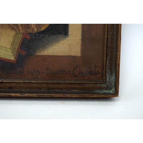 356 - Italian School (19th/20th Century) Watercolour, Seated scholar 18.5 cm square.