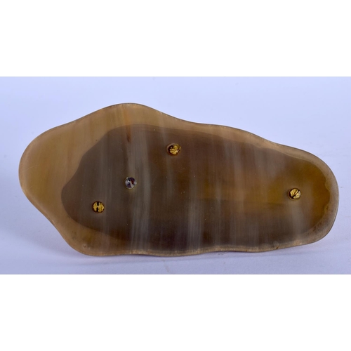 359 - A VERY UNUSUAL EARLY 20TH CENTURY NORTH AMERICAN CARVED HORN FIGURE possibly Inuit, formed with a sa... 