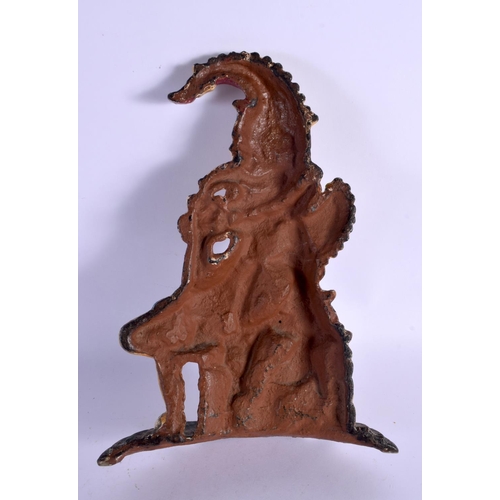 405 - A VICTORIAN COLD PAINTED CAST IRON PUNCH DOOR STOP. 31 cm x 19 cm.