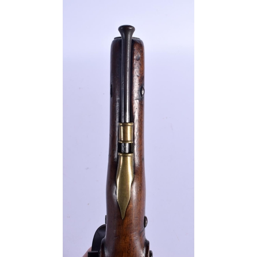 420 - AN ANTIQUE FLINT LOCK PISTOL by Spencer. 38 cm wide.