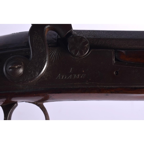 421 - AN ANTIQUE FLINT LOCK PISTOL by I Adams. 38 cm wide.