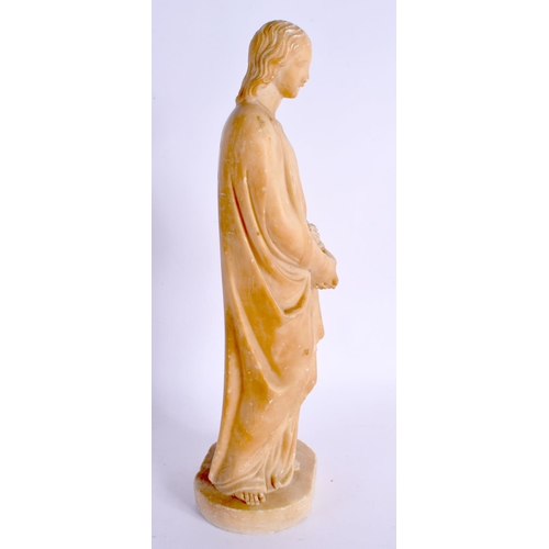 425 - Italian School (19th Century) Alabaster, Standing saint. 31 cm high.