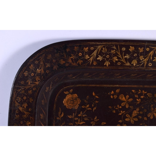 426 - A LARGE LATE 18TH/19TH CENTURY ENGLISH COUNTRY HOUSE LACQUERED TRAY Chinese Export style. 64 cm x 50... 
