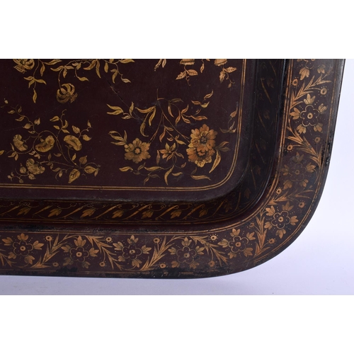 426 - A LARGE LATE 18TH/19TH CENTURY ENGLISH COUNTRY HOUSE LACQUERED TRAY Chinese Export style. 64 cm x 50... 