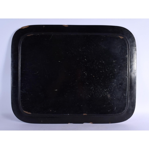 426 - A LARGE LATE 18TH/19TH CENTURY ENGLISH COUNTRY HOUSE LACQUERED TRAY Chinese Export style. 64 cm x 50... 