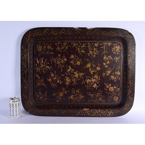 426 - A LARGE LATE 18TH/19TH CENTURY ENGLISH COUNTRY HOUSE LACQUERED TRAY Chinese Export style. 64 cm x 50... 